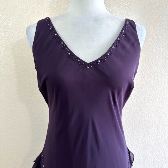 Alex Evening Vintage 90s Purple Ruffle Tiered Max Formal Dress - Picture 2 of 6